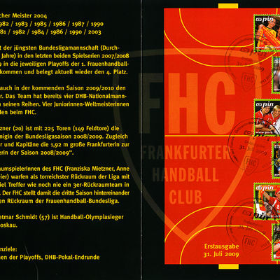 Briefmarkenserie mit Motiven des Frankfurter Handball Clubs
