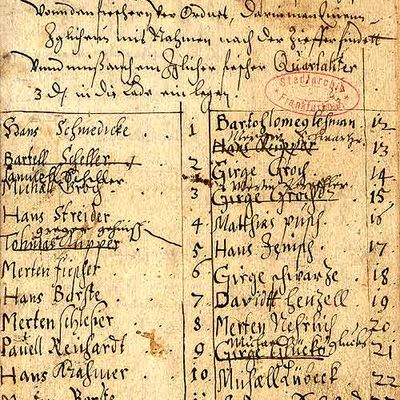 Register der Fischer-Innung der Gubener-Vorstadt ab 1630